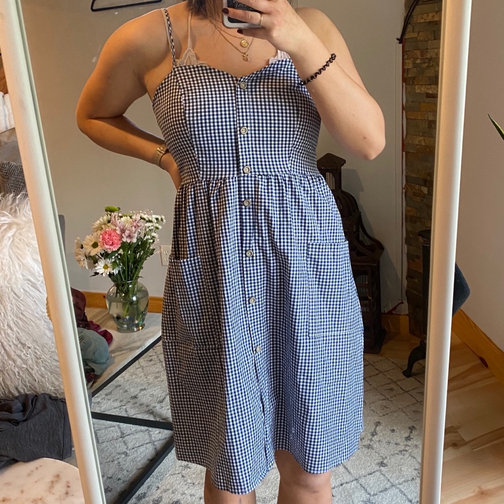 Blue plaid dress